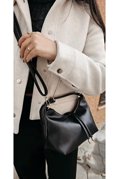 Marvelis حقيبة يد نسائية من الجلد الناعم باللون الأسود من PÖRFİ