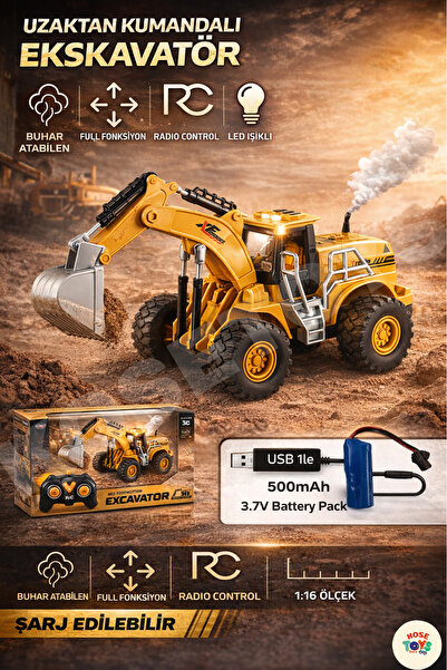 kosetoys Uzaktan Kumandalı Sarj Edilebilir Ekskavatör Kepçe İş Makinası 2.4 g...