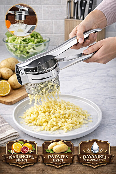 Tilbe Home Paslanmaz Çelik Patates Ezici Püre Yapıcı Nar Limon Mevye Sıkacağı...