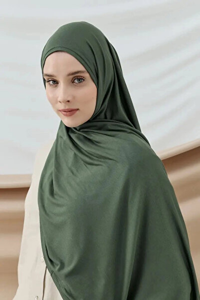 Modakaşmir شال قطني ممشط بلون كاكي داكن من أمينينسيل