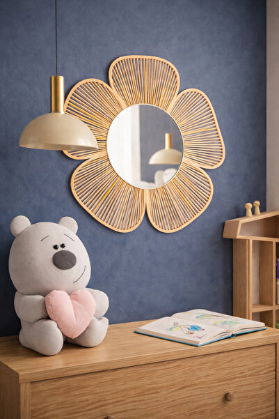 ETZ Rattan Bambu Dekor Ayna, Çocuk Odası,konsol Ayna, Dresuar Ayna, Yuvarlak ...