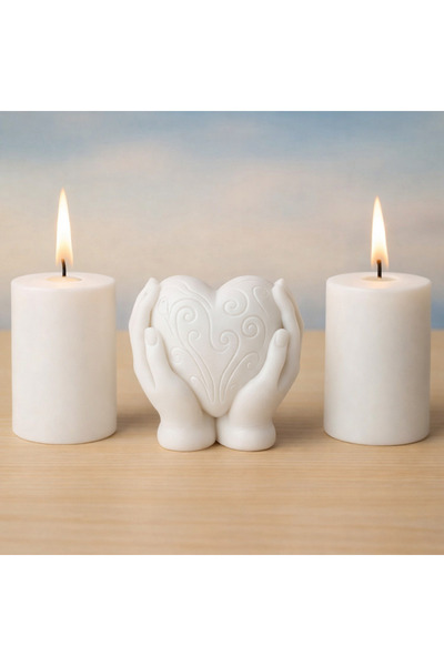 aymumi home El Yapımı Kalp Şeklinde Dekoratif Mum Seti | Siyah Silindir ve Kı...
