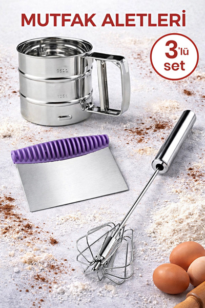 Tilbe Home Un Eleği Kakao Pudra Eleme + Çelik Yumurta Çırpıcı Mikser Karıştır...