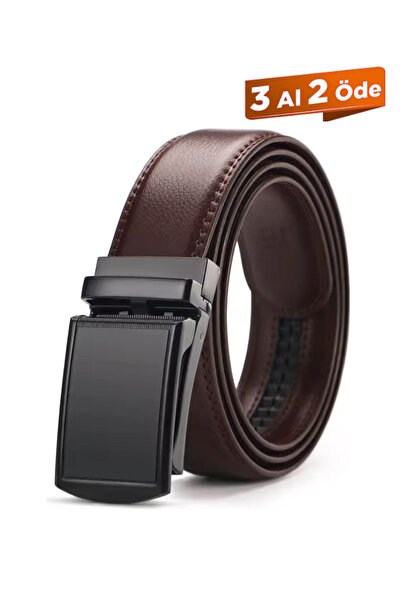 Bosskan YENi kahverengi Erkek Otomatik Tokalı Raylı Deliksiz Kemer