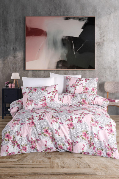 Almira Bloom - Patterned Cotton Double Elastic Sheet Duvet Cover Set |   Slee...