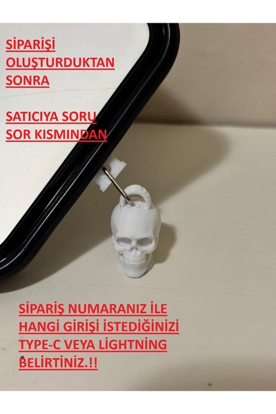 Kuru Kafa Figürlü Şarj Girişi Toz Tıpası Type-C & Lightning Uyumlu Telefon Koruyucu