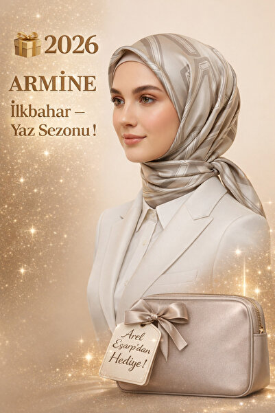 Armine 100% Sura Cream Colored Pure Silk Scarf 90X90 New Season 2026 Spring S...