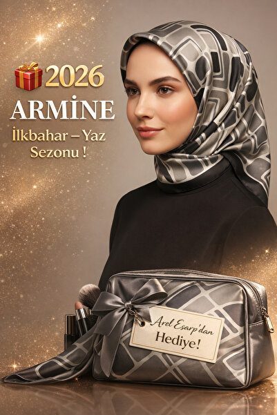 Armine 100% Sura Black - White Colored Pure Silk Scarf 90X90 New Season 2026 ...