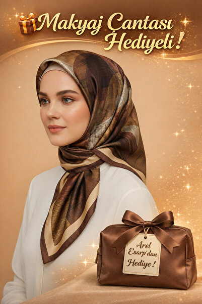 Armine 100% Sura Silk Scarf Nostalgia Series 90X90 Non-Slip Tok Duruş – Brown