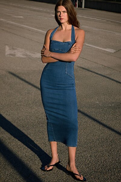 Bershka Midi denim elbise