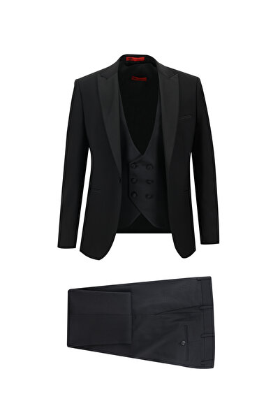 Kiğılı 7 Drop Slim Fit Dar Kesim Sivri Yaka Yelekli Smokin & Damatlık