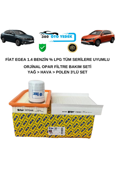 OPAR 55179793 Fiat Egea 1.4 Filtre Bakım Seti Yağ > Hava > Polen Filtresi