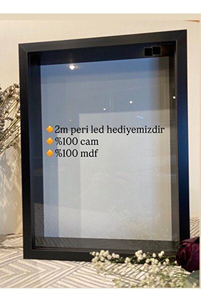 Sevcan sanat atölyesi 30x40x5 SİYAH camlı anı çerçevesi çiçek hatıra kutusu