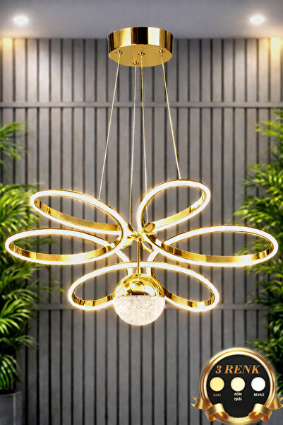 Luna Lighting Papatya Model Gold Kaplama 3 Renk Metal Salon Mutfak Oturma Yat...