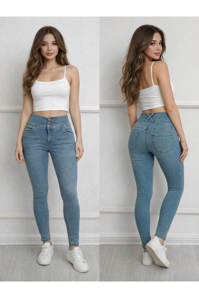 twomeey Джинси з високою талією та еластичним поясом