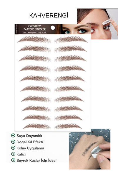 Lesvip's Suya Dayanıklı Kaş Dövme Sticker Doğal Görünümlü Kaş Tattoo Kahverengi