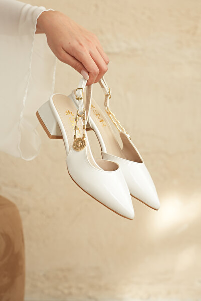 VİP SMR MODA Balerini de damă cu cataramă laterală detaliată cu vârf ascuțit,...