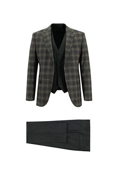 Abdullah Kiğılı 7 Drop Slim Fit Μάλλινο Σετ Κοστούμι με Γιλέκο