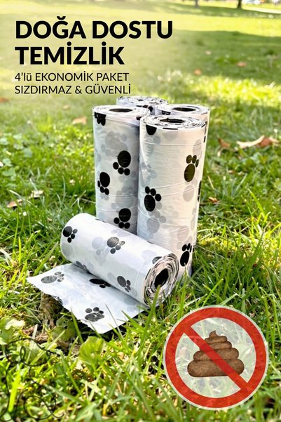 Petolojim Sızdırmaz Kalın Kedi Köpek Dışkı Toplama Poşeti - 4 Rulo Yedek (56 ...