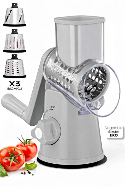 Tilbe Home Vegetable Kollu Rende Öğütücü Dilimleyici 3 Çelik Bıçaklı Sebze Do...