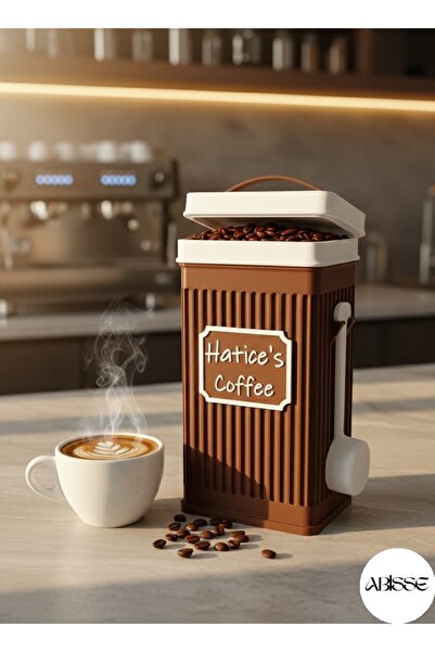 ABİSSE Kişiye Özel İsimli Kapaklı Kahve Kutusu – Kaşıklı Dekoratif Tasarım