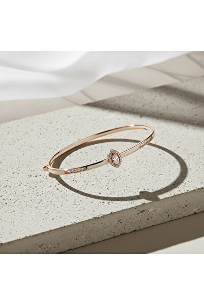 Beelo Silver 925 Ayar Gümüş Markiz Kesim Taşlı Turkuaz Mineli Kelepçe Bilezik