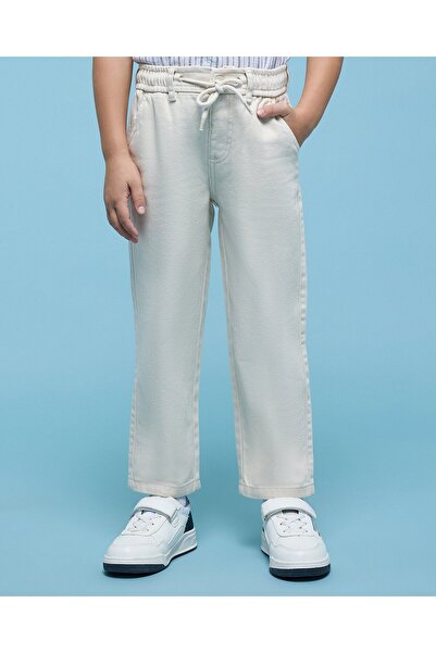 R&B بنطال كاجوال سادة بخصر برباط