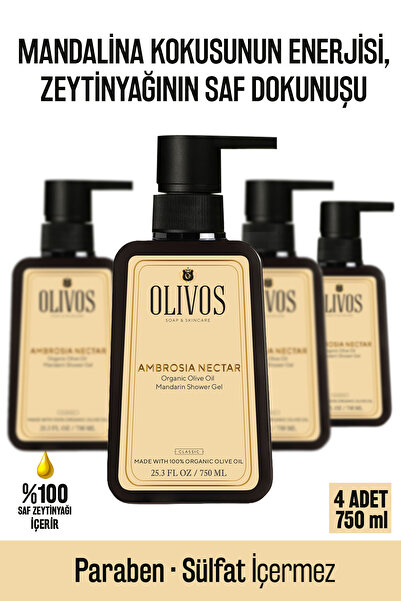 Olivos %100 Zeytinyağlı Mandalina Kokulu Duş Jeli | Nemlendirici Bakım, Parab...
