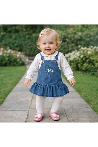 BY TUNA DESİGN İsimli Kot Bebek Elbisesi-Kız Bebek Gömlekli Elbise