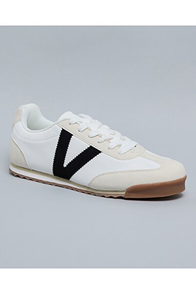 R&B Women White Color Block Lace Up Casual Shoes