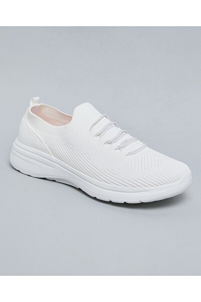 R&B Women Ivory Knitted Lace Up Casual Shoes