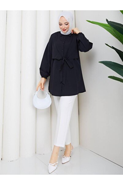 moda periy kadın yazlık pamuklu Önden Bağlamalı Tesettür Tunik
