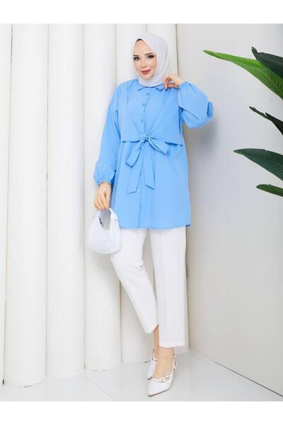 moda periy kadın yazlık pamuklu Önden Bağlamalı Tesettür Tunik