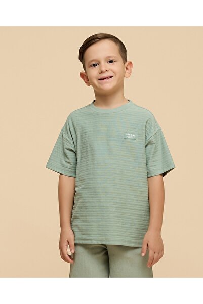 R&B Textured T-Shirt with Crew Neck and Short Sleeves