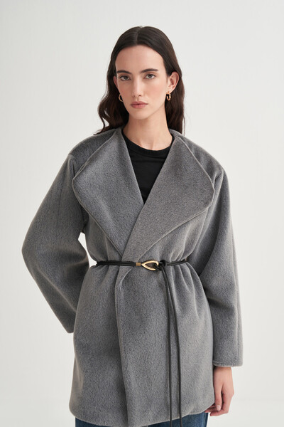 VESNA Deri Kemerli Fox Kaban