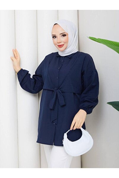 moda periy kadın yazlık pamuklu Önden Bağlamalı Tesettür Tunik