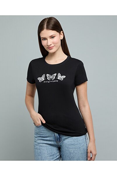 R&B Printed T-Shirt with Crew Neck and Short Sleeves