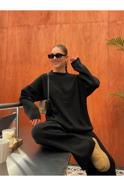 thelowely SET DE TRICOTAJE NEGRE CU GULER ROTUND