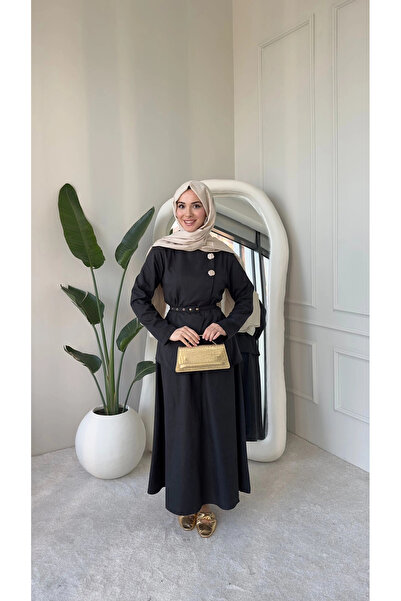 DEFNECE BUTİK Nevra Double Buttoned Belted Skirt Suit - Black