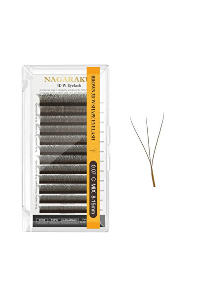 NAGARAKU MIX Έτοιμες 3D Επεκτάσεις Βλεφαρίδων W, Καφέ Καμπυλότητα C 007