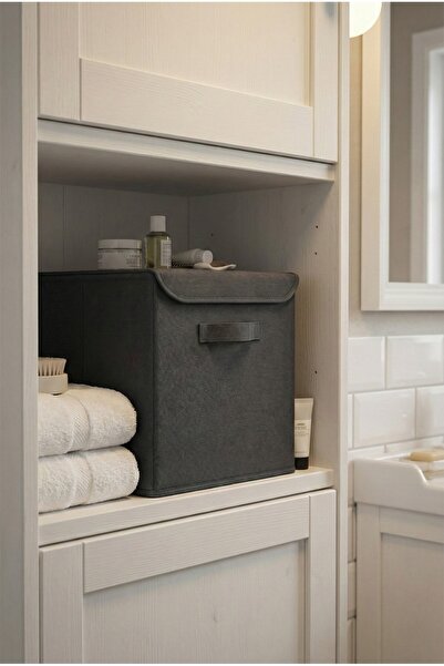 Anthracite Lid Closet Interior Laundry Toy Organizer Folding Storage Box 30x30x30
