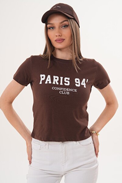 ŞİMAL Дамска тениска с принт и детайли на велосипед - 260055