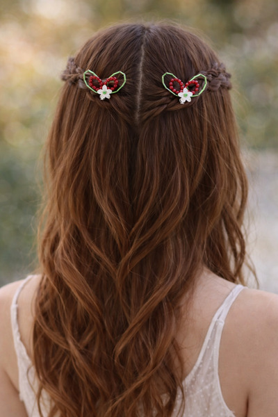 Pretty El Yapımı Çiçekli Kristal Tel Saç Tokası (Gelin – Nişan – Kına)