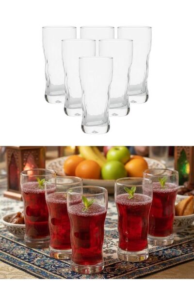 Premium Tall Clear Drinking Glasses Set of 6 pcs for Juice Water and Iftar Use