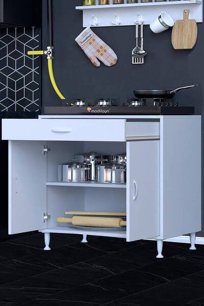 Modilayn QPLAS 48 Lik (BİRCE) 5 Farklı Genişlik Set Ocak Altı & Baharat Raflı