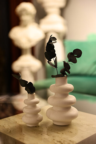 myrâvis Handmade White Concrete Vase Set of 2 (Flowers Not Included)