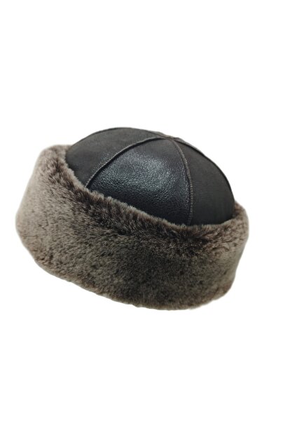 EratLeather Unisex Beret Made with Genuine Leather, Fur Lined Inside, Waterpr...