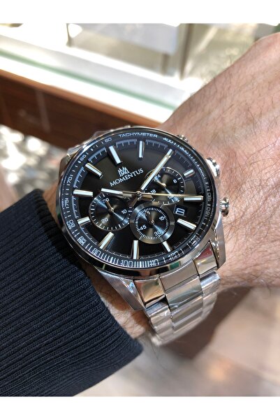 Momentus Steel Chronometer Calendar Phosphorescent Waterproof Men's Wristwatch