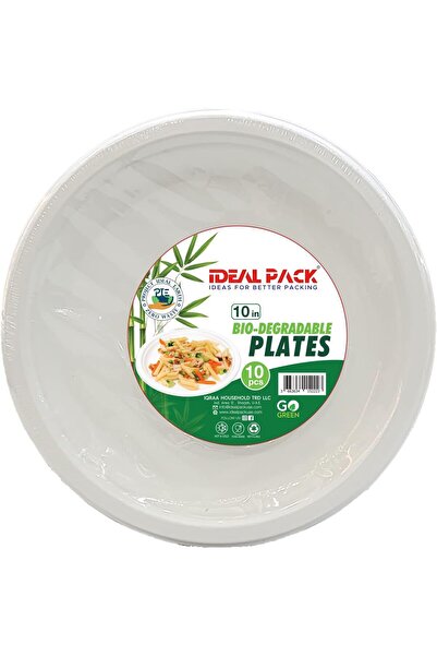 Ideal Pack Bio Degradable Plates, 10Inch, Pack of 10pcs, Light Brown