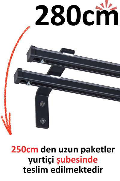 İzen Antrasit 280cm İkili Metal Rustik (120mm) Metal L Duvar Montaj Ayaklı (1...